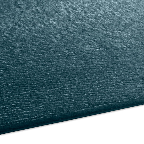 Waschbarer Teppich mit Anti-Rutsch | Flauschiger Flachflor für Badezimmer, Kinderzimmer oder Flur Läufer | Blau